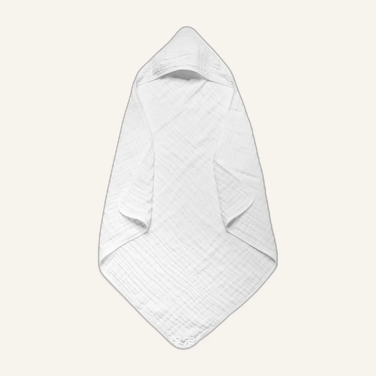 White hooded muslin baby towel