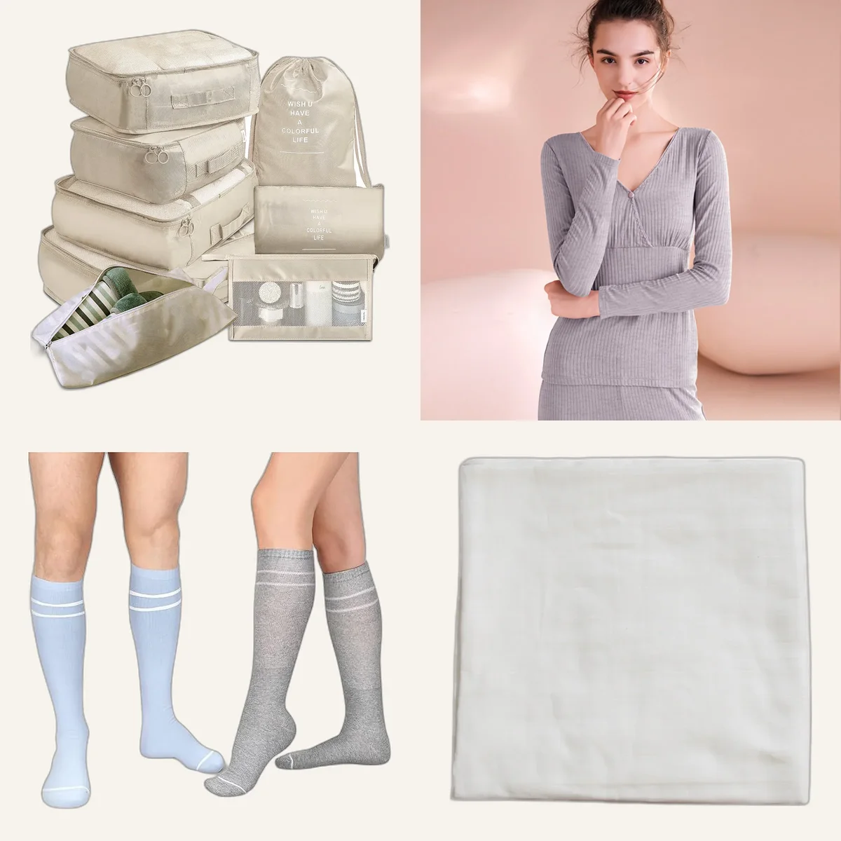 Kliniktaschen-Set: Organizer, Stillpyjama, Strümpfe, Pucktuch, Schlafsack