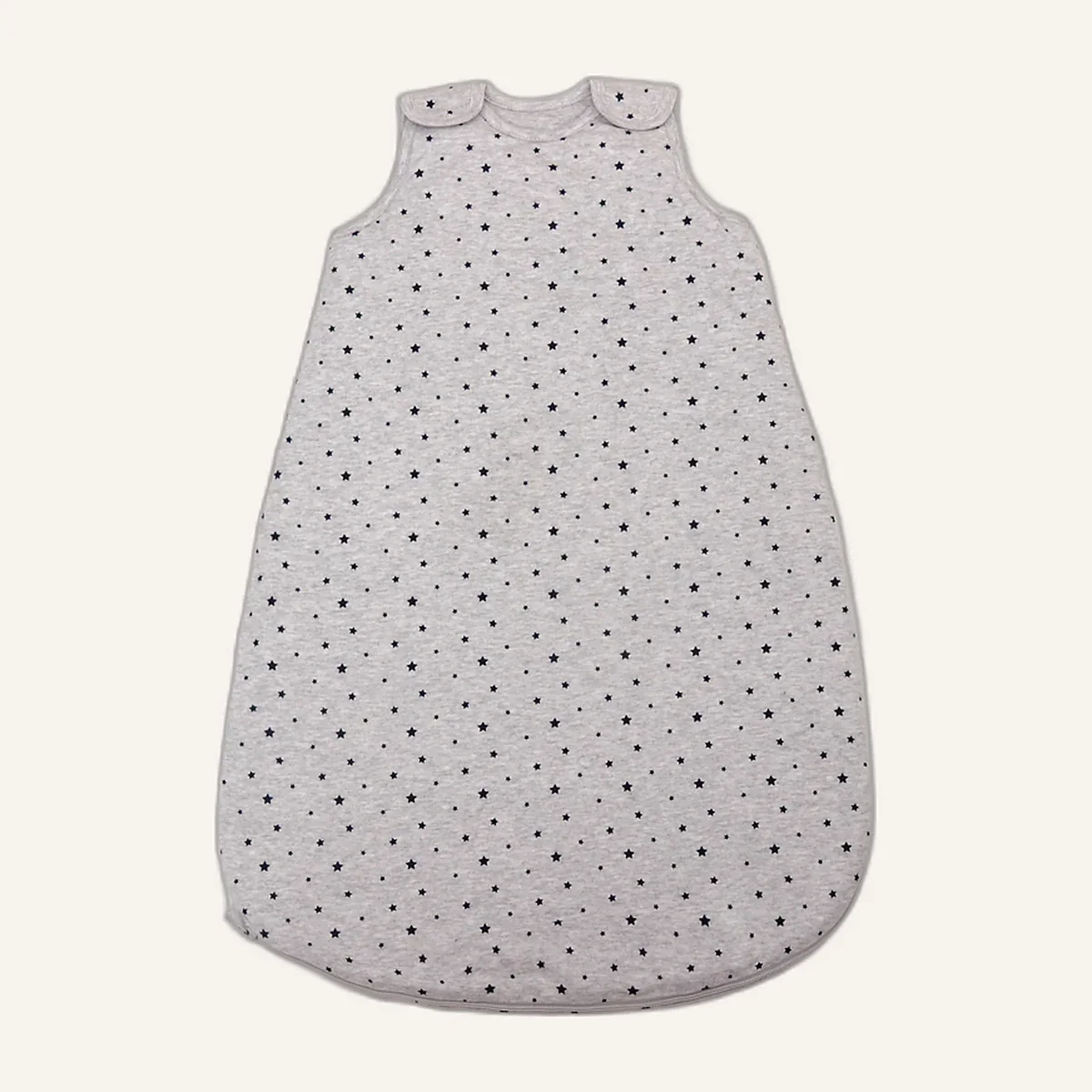 Grey padded sleep sack with small stars